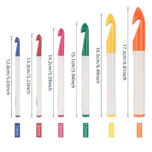 Huge Plastic Crochet Hooks Set (7mm to 20mm) - 6pcs Set
