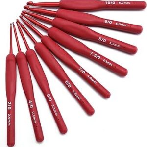 Premium Quality Ergonomic Crochet hooks set 9pcs (marron)